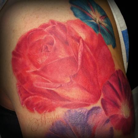 Tattoos - Realistic pink and cream colored rose - 102423